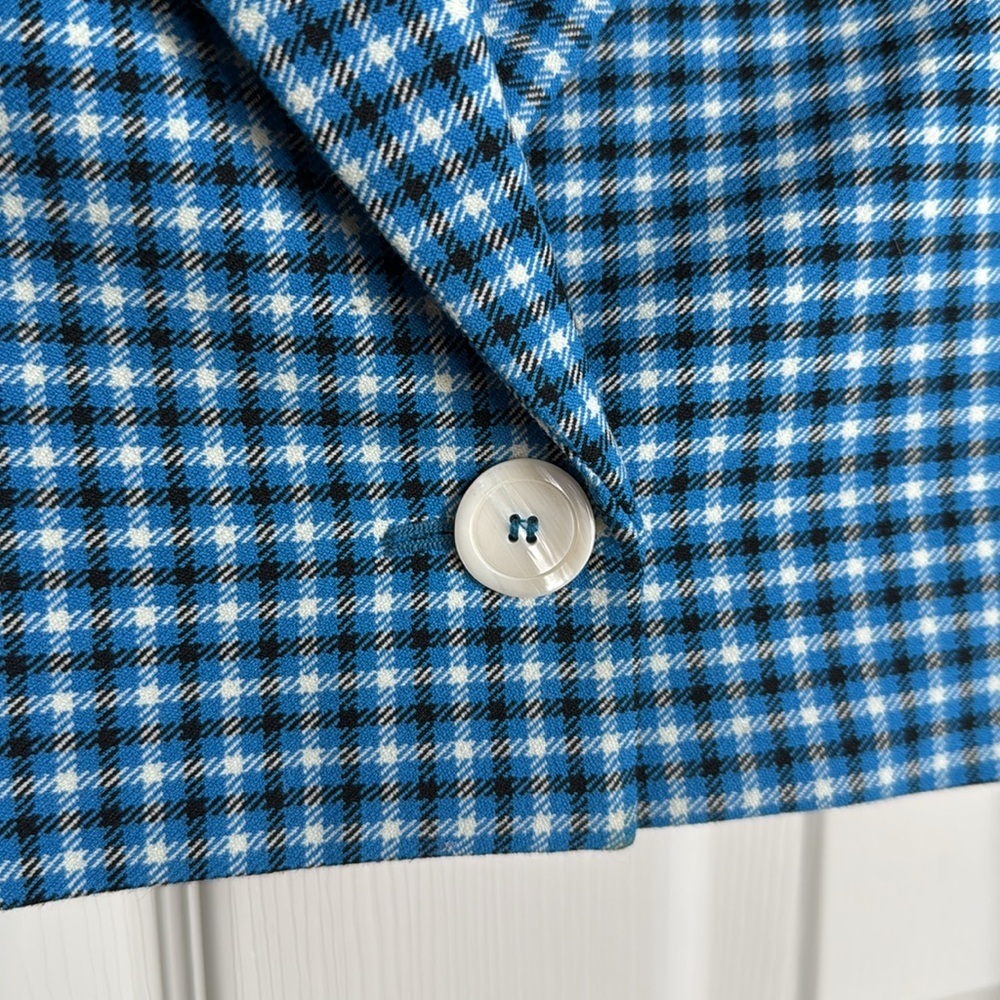 Zara Blogger Favorite Cropped Blue Plaid Blazer Women’s Size Medium - Picture 6 of 12